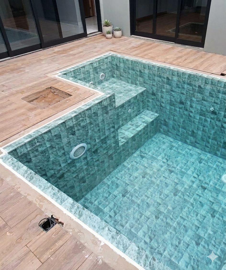 Instalação profissional de manta armada em piscina